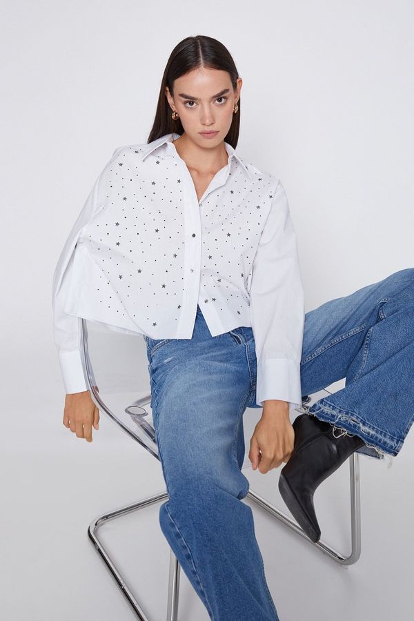 Koton Koton Staple Printed Crop Shirt