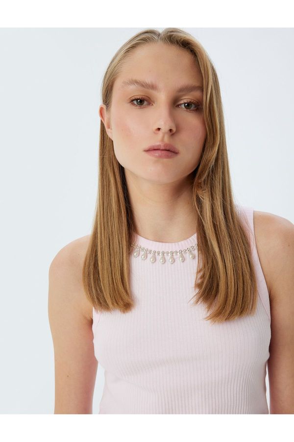 Koton Koton Stoned Undershirt Round Neck Ribbed Slim Fit