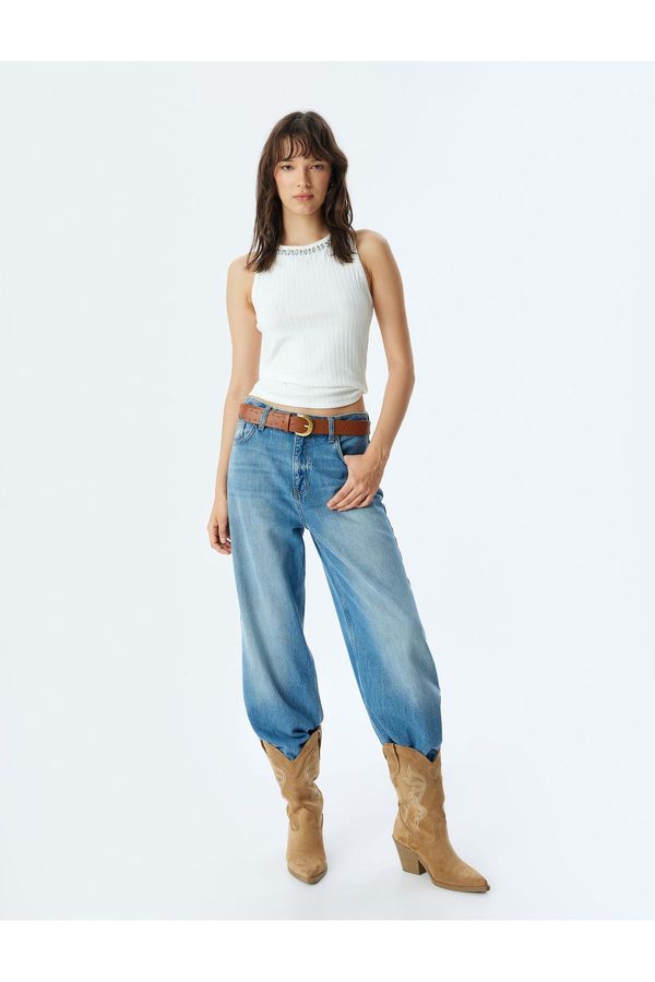 Koton Koton Stoned Undershirt Slim Fit Crew Neck Camisole Viscose Fabric