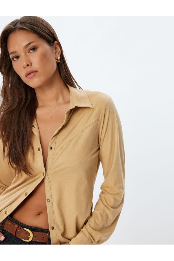 Koton Koton Suede Look Shirt Long Sleeve Regular Fit