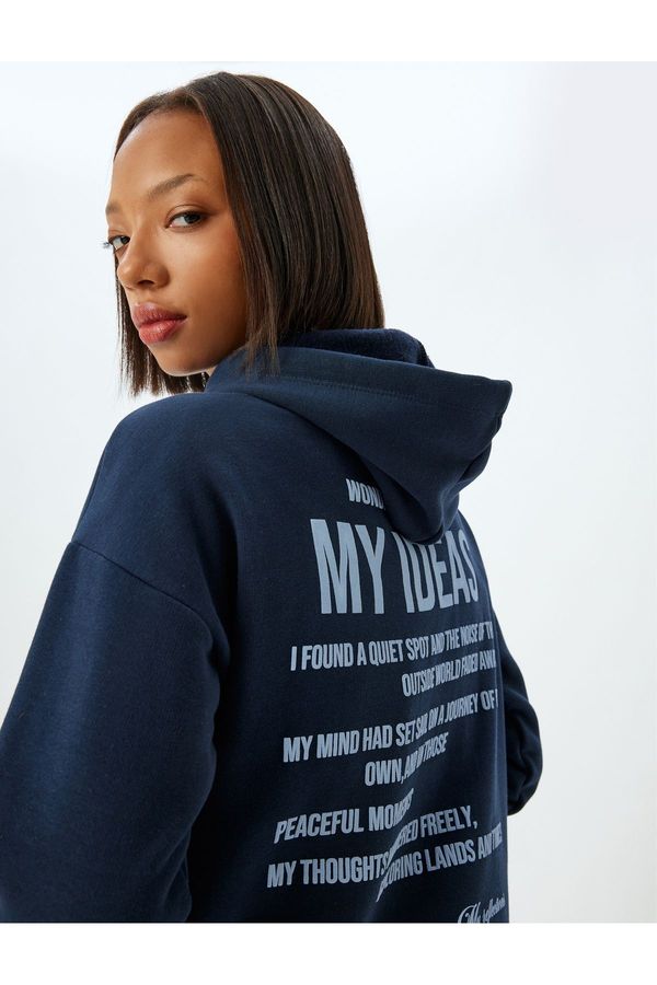 Koton Koton Sweatshirt with Printed Back Hooded Raised Comfortable Fit
