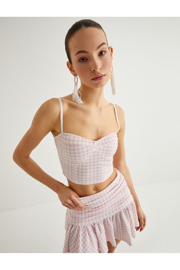 Koton Koton Thin Strap Crop Top Sweetheart Neckline