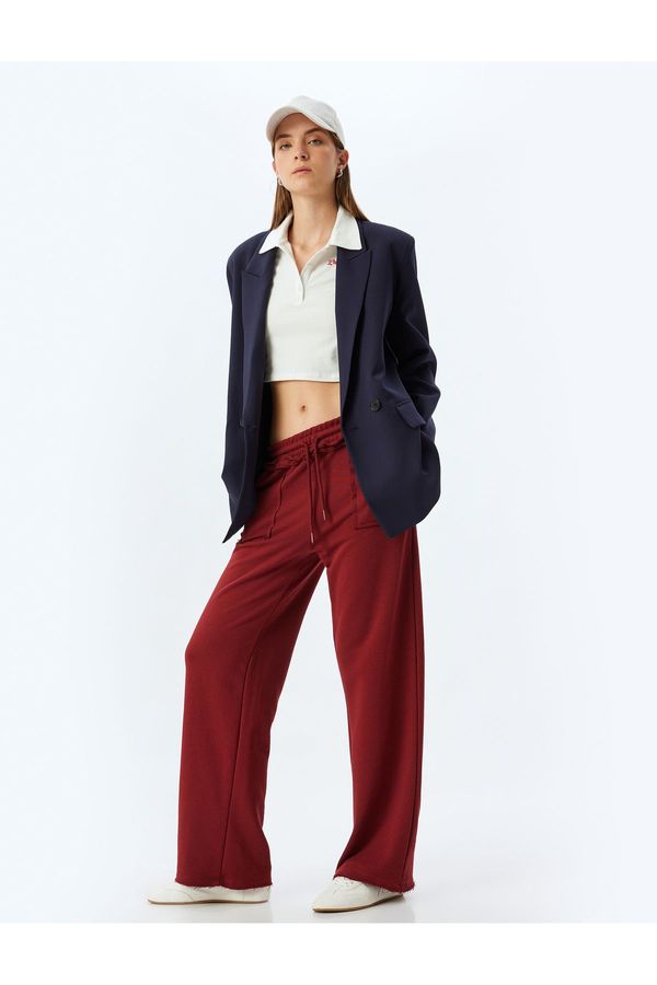 Koton Koton Tracksuit Trousers Wide Leg Pocket Waist Tie Cotton