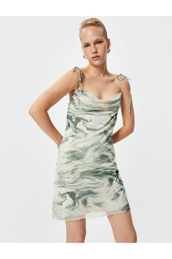 Koton Koton Turndown Collar Thin Strap Dress Bow Detailed