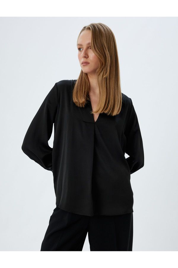 Koton Koton V Neck Blouse Long Sleeve Regular Fit