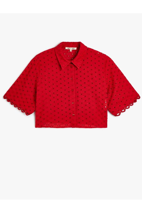 Koton Koton X Tuba Unsal - Crop Festo Shirt Short Sleeve Cotton