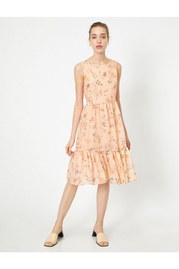 Koton Koton ženska ružičasta midi haljina cvjetnog uzorka