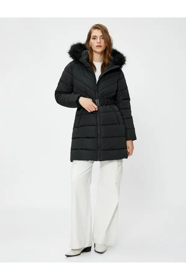 Koton Koton ženski crni kaput