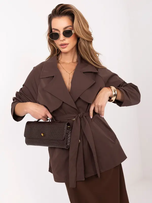 RUE PARIS Kratki smeđi trench kaput RUE PARIS