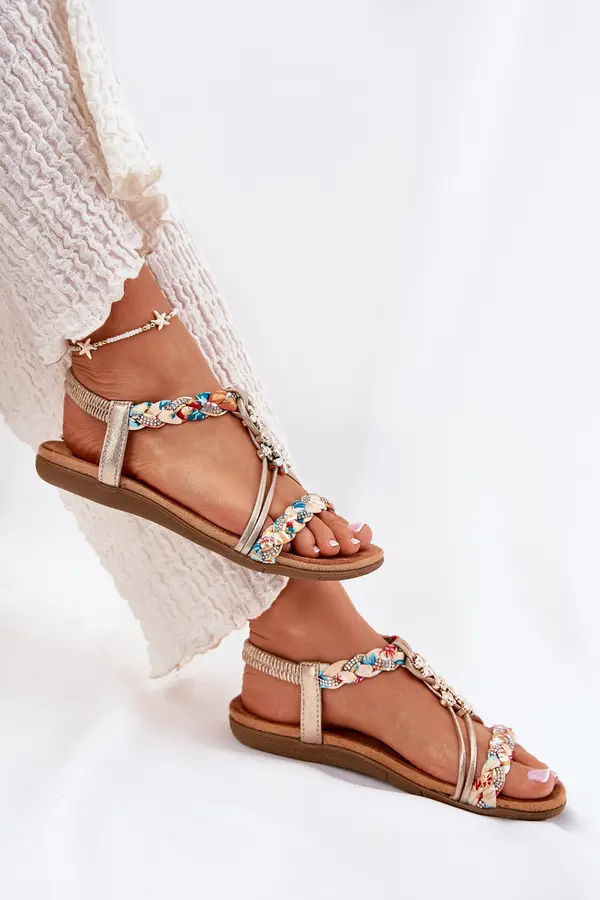 ARTIKER Ladies Flat Sandals With Woven Straps And Charms Artiker