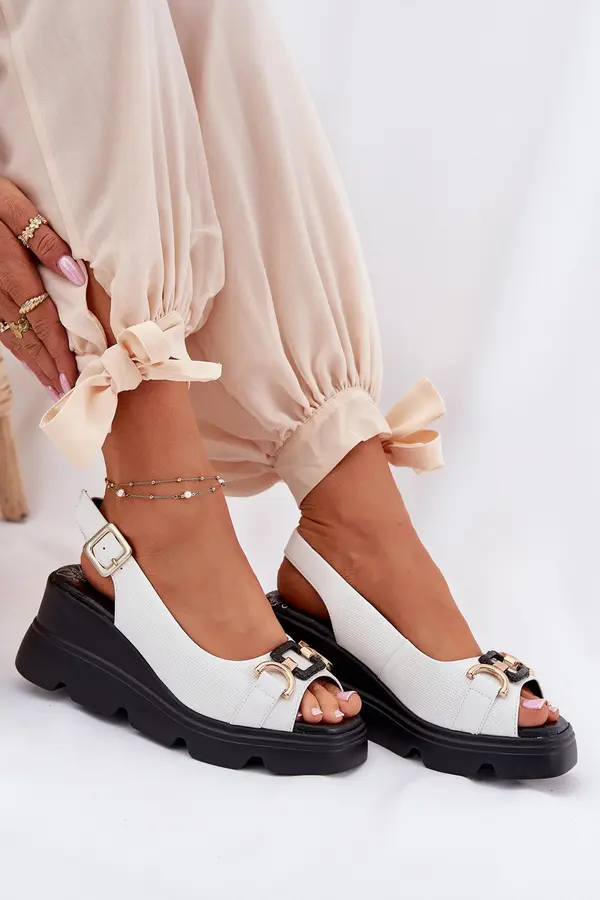 ARTIKER Ladies Leather Wedge And Platform Sandals With Decoration Artiker