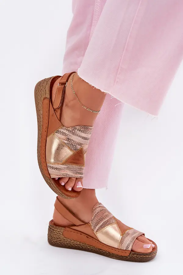 Maciejka Ladies Leather Wedge Sandals With Braiding Maciejka