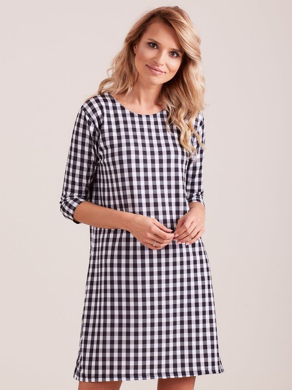Fashionhunters Lady's black plaid dress