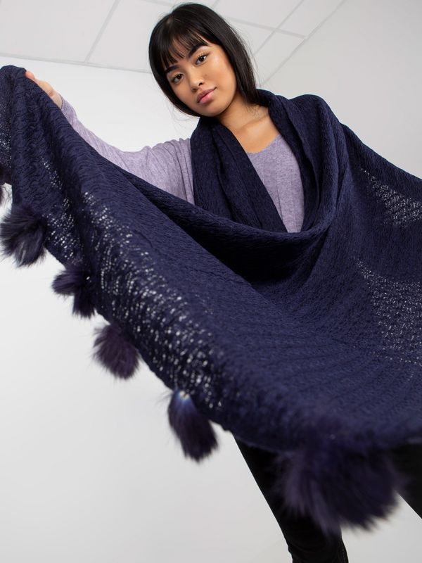 Fashionhunters Lady's dark blue scarf with lace pattern