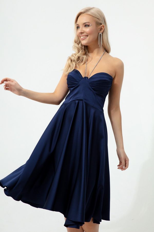 Lafaba Lafaba Ženski mornarski plavi kameni remeni, baklja cut mini večernja haljina