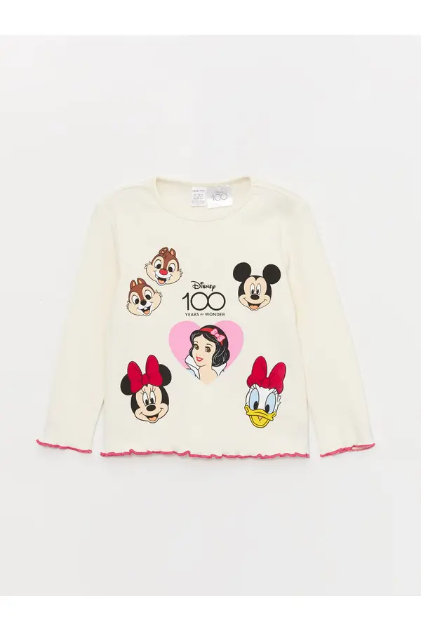 LC Waikiki LC Waikiki Crew Neck Long Sleeve Disney Printed Baby Girl T-Shirt