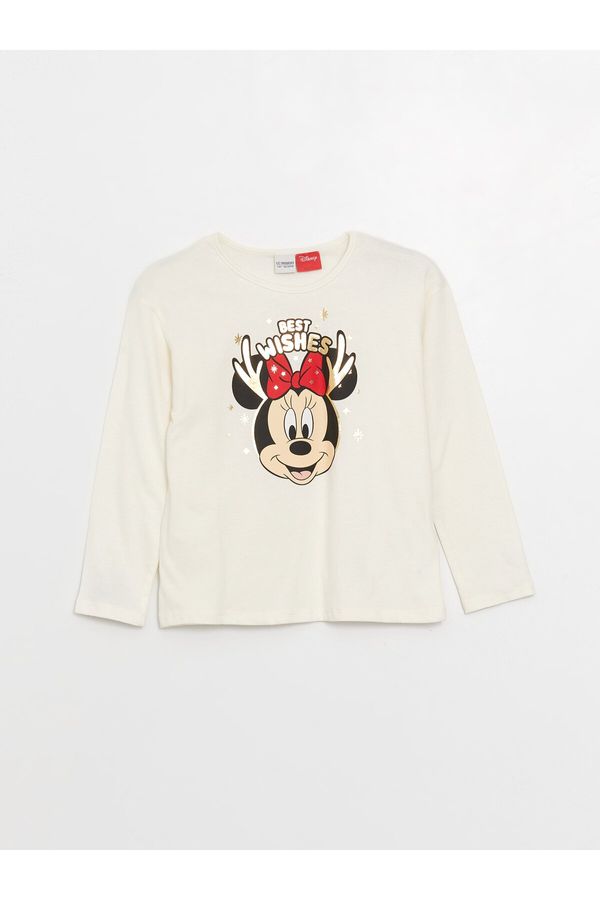 LC Waikiki LC Waikiki Crew Neck Minnie Mouse Printed Long Sleeve Girls' T-Shirt