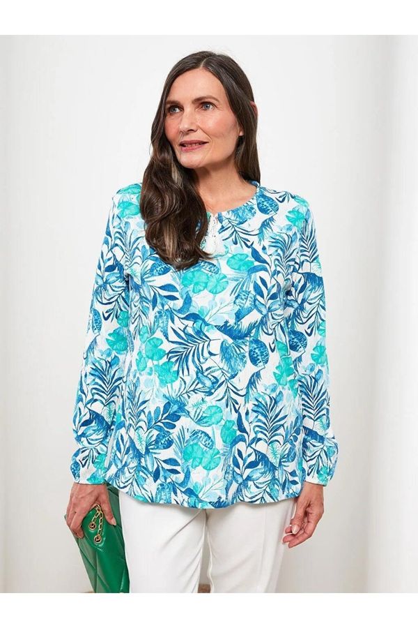 LC Waikiki LC Waikiki Grace Tie-Up Collar Floral Long Sleeve Women's Blouse