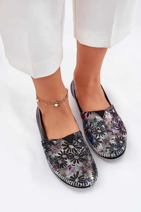 Maciejka Leather Ballet Flats With Pattern Maciejka
