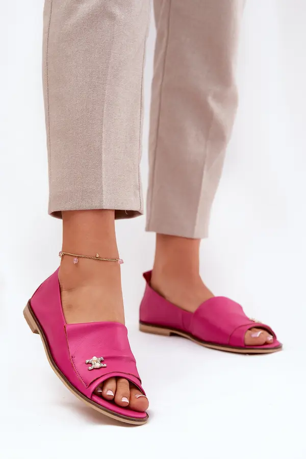 Zazoo Leather Elegant Ballerinas With Open Toes Zazoo