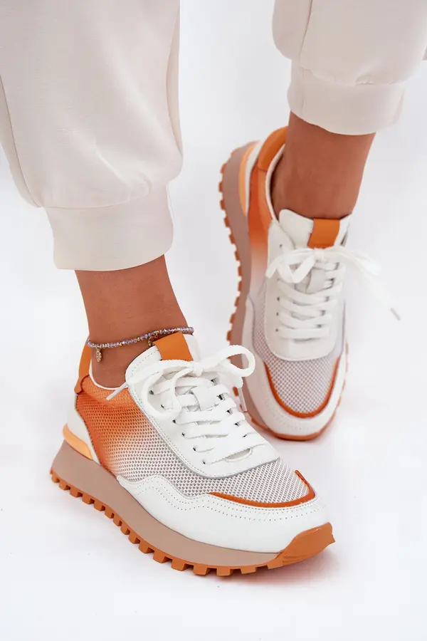 VINCEZA Leather Sports Shoes With Mesh Ladies Vinceza