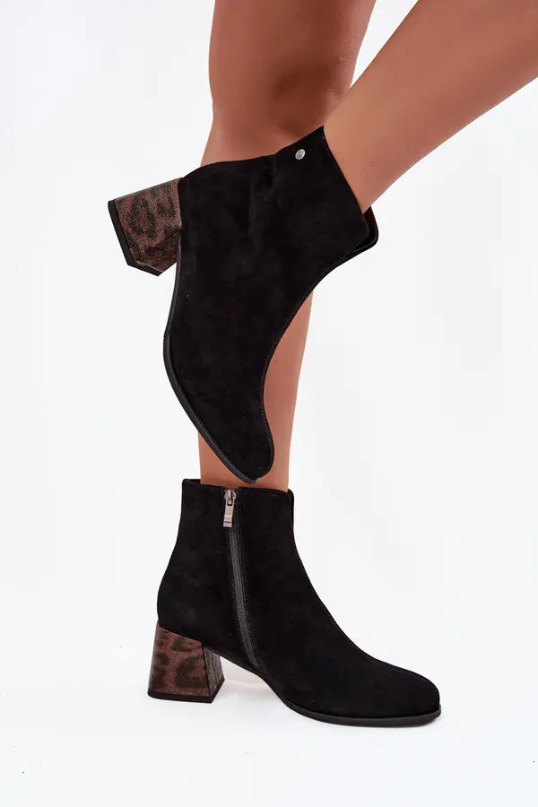 Maciejka Leather Suede Women's Ankle Boots Heeled Maciejka