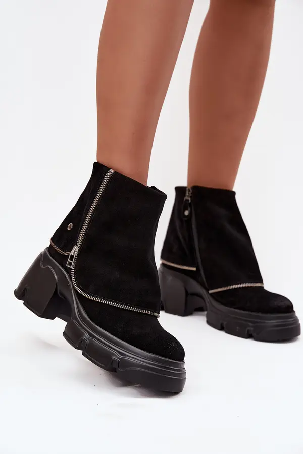 Maciejka Leather Women's Ankle Boots With Turned-up Shaft Maciejka