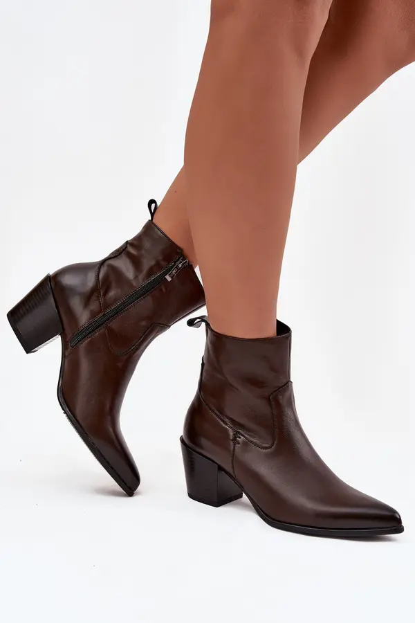 Zazoo Leather Women's Cowboy Boots on Heel with Lining Zazoo