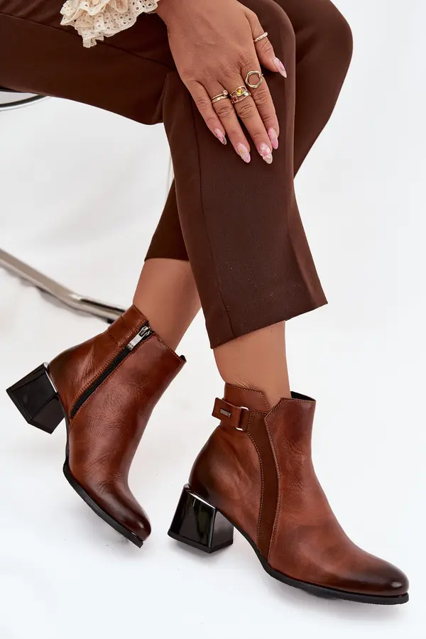 Zazoo Leather Women's Heeled Boots with Heating Zazoo