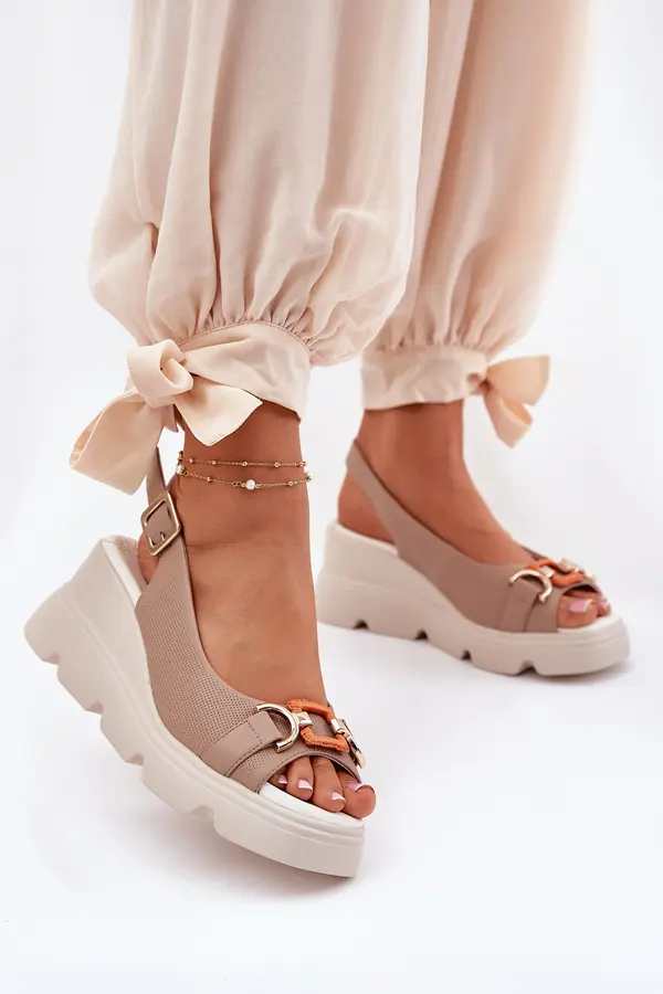 ARTIKER Leather Women's Wedge and Platform Sandals with Decoration Artiker