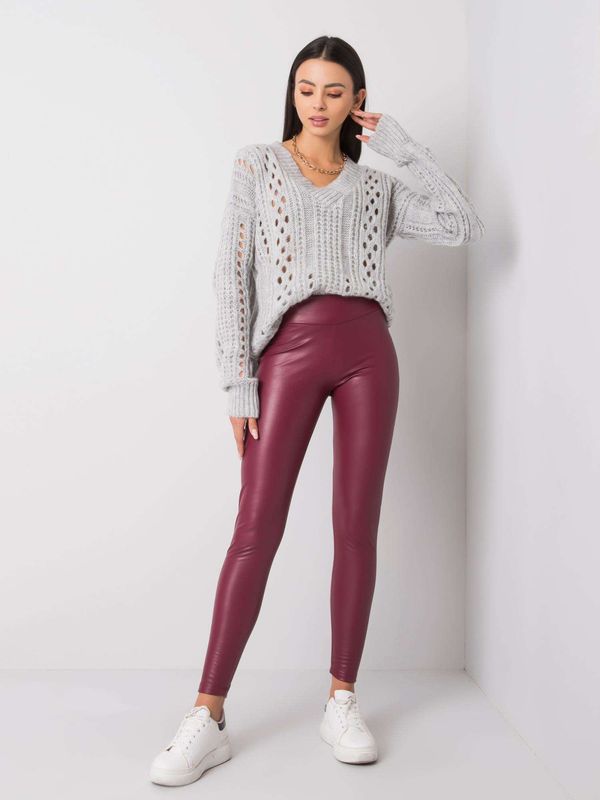 Fashionhunters Leggings RUE PARIS made of artificial leather