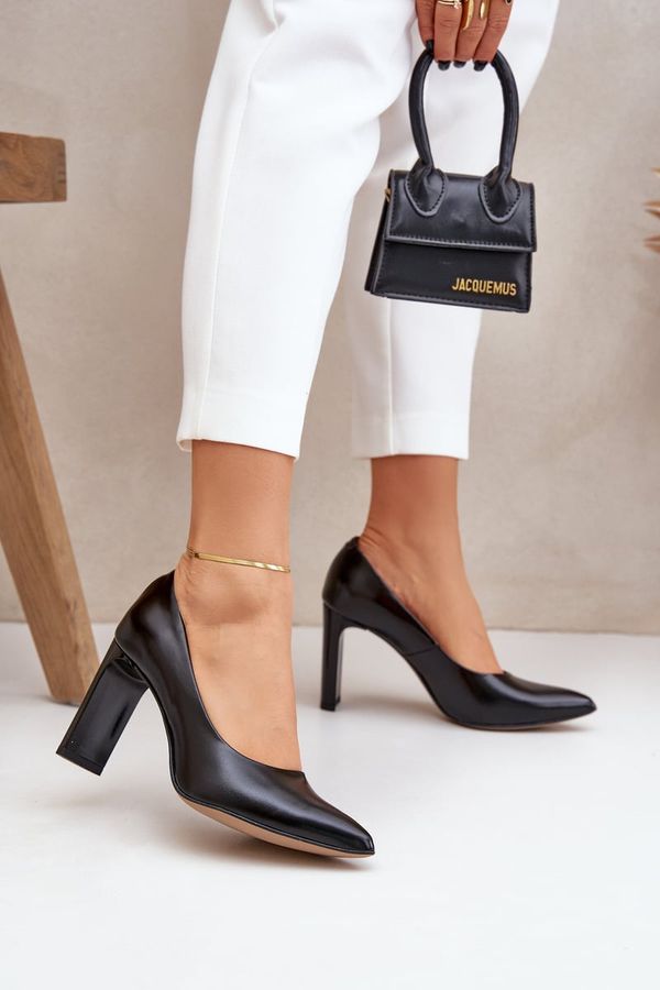 Lewski Shoes Lewski Shoes Elegant High Heels Made Of Natural Leather On A Heel Black Lewski