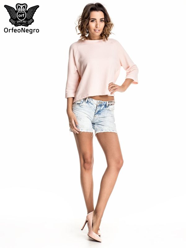 Fashionhunters Light blue denim shorts with studs