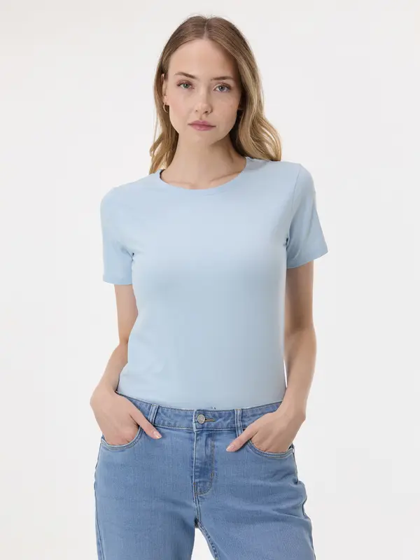 Orsay Light blue women's short-sleeved T-shirt ORSAY