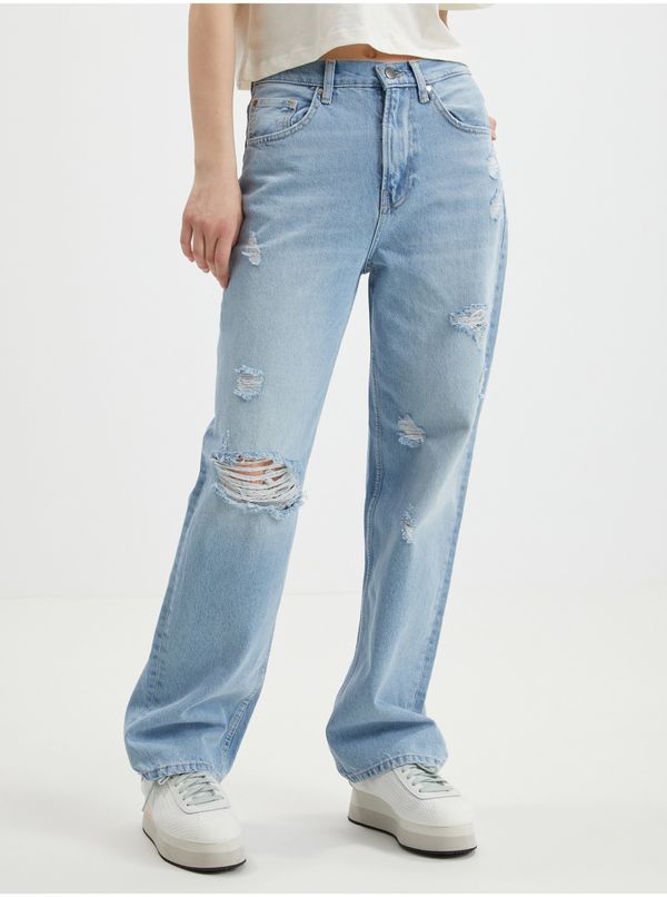 Only Light blue women's straight fit jeans with ripped effect ONLY D - Ladies