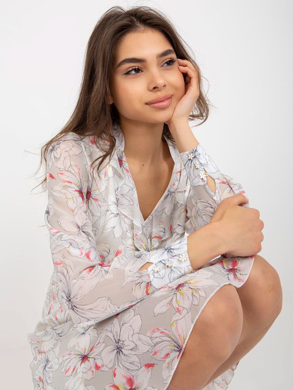 Fashionhunters Light grey dress with print and frill