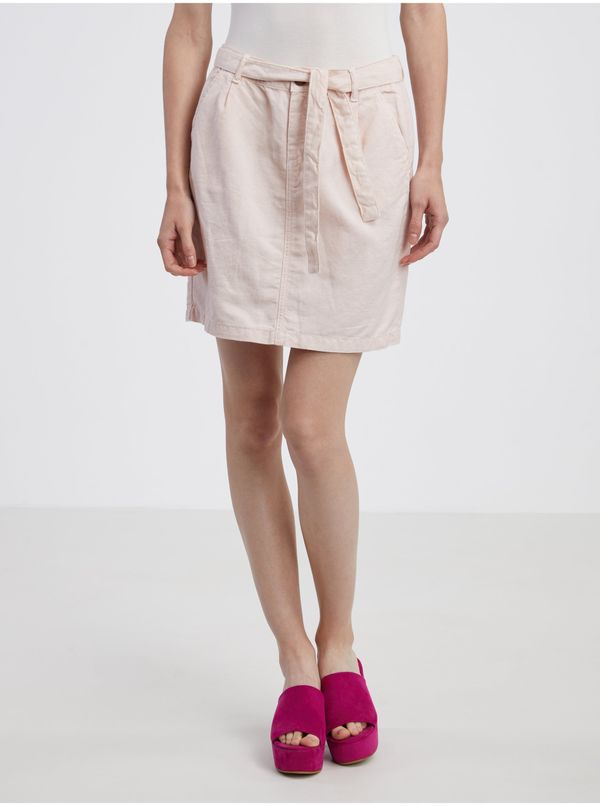 CAMAIEU Light pink denim skirt with linen CAMAIEU - Ladies
