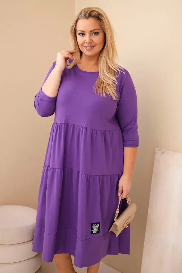 Kesi Włoski Ljubičasta plus size haljina s volanima