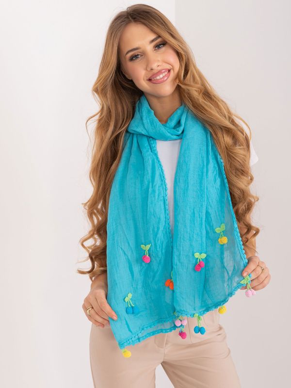 Fashionhunters Long blue scarf with openwork finish