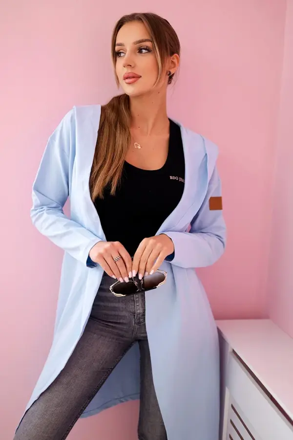Kesi Long cardigan with azure hood