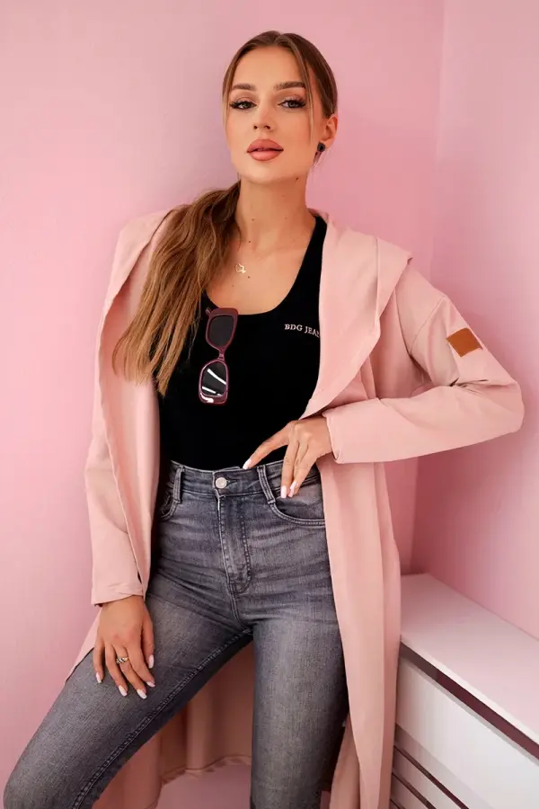 Kesi Long hooded cardigan dark powder pink