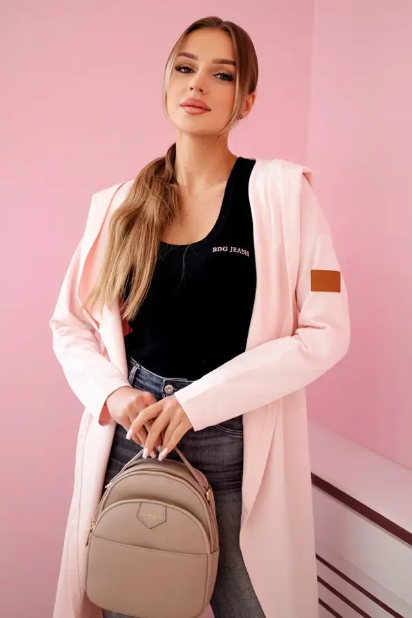 Kesi Long hooded cardigan light powder pink