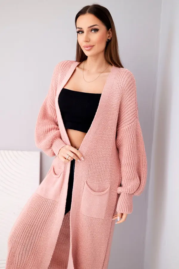 Kesi Włoski Long sweater powder pink cardigan