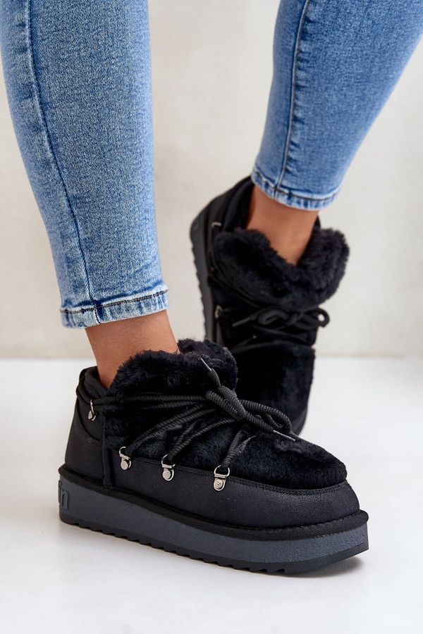 D.Franklin Low platform snow boots with fur D.Franklin DFSH370011 black