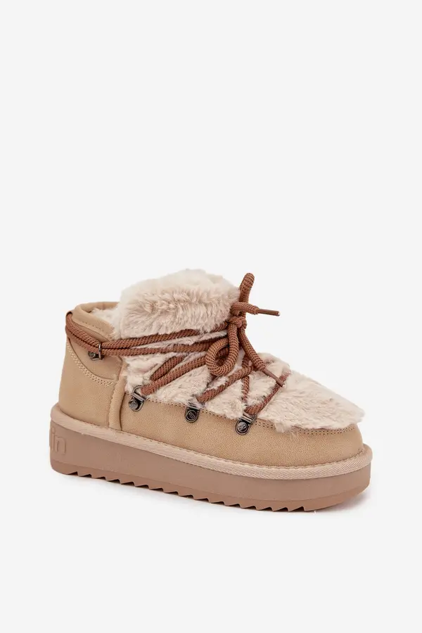 D.Franklin Low Snow Boots On Platform With Fur D.Franklin Beige