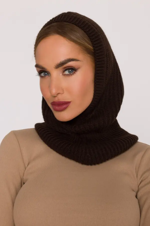 Made Of Emotion Made Of Emotion Woman's Balaclava-style hood with a fitted neck warmer - brown