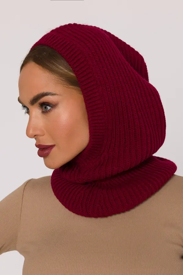 Made Of Emotion Made Of Emotion Woman's Balaclava-style hood with a fitted neck warmer - maroon