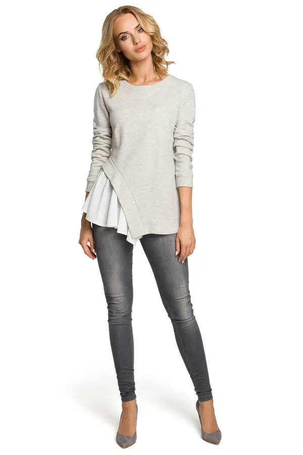 Made Of Emotion Made Of Emotion Woman's Blouse M333 Light Grey