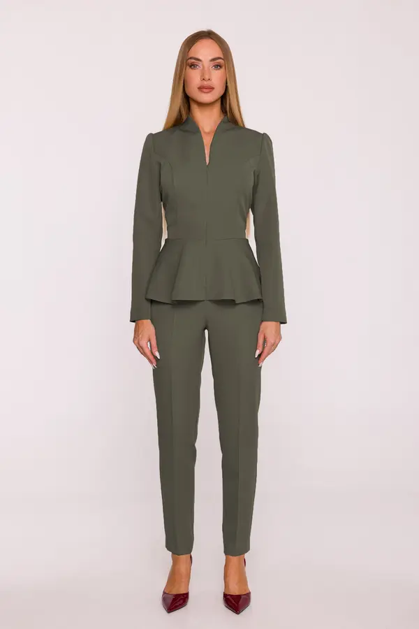 Made Of Emotion Made Of Emotion Woman's Jumpsuit with a peplum and long sleeves - khaki