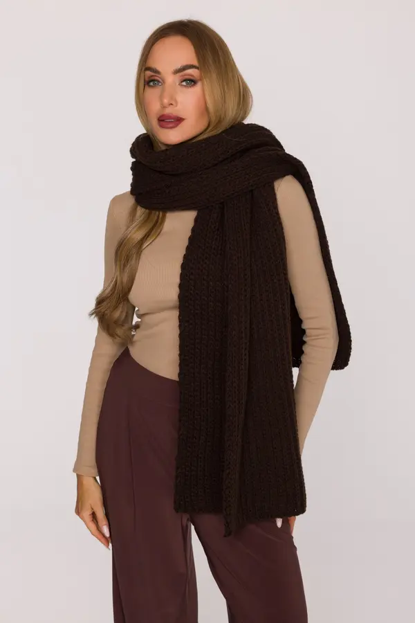 Made Of Emotion Made Of Emotion Woman's Long scarf made of soft, ribbed-knit yarn - brown